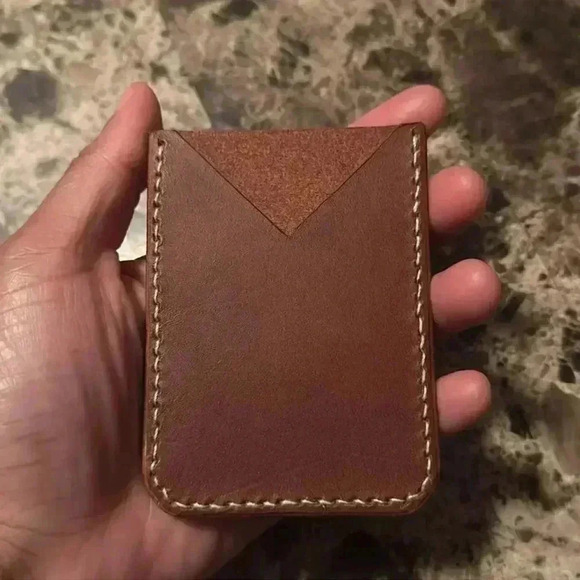 HANDMADE BROWN WALLET / CARD HOLDER - Picture 2 of 8